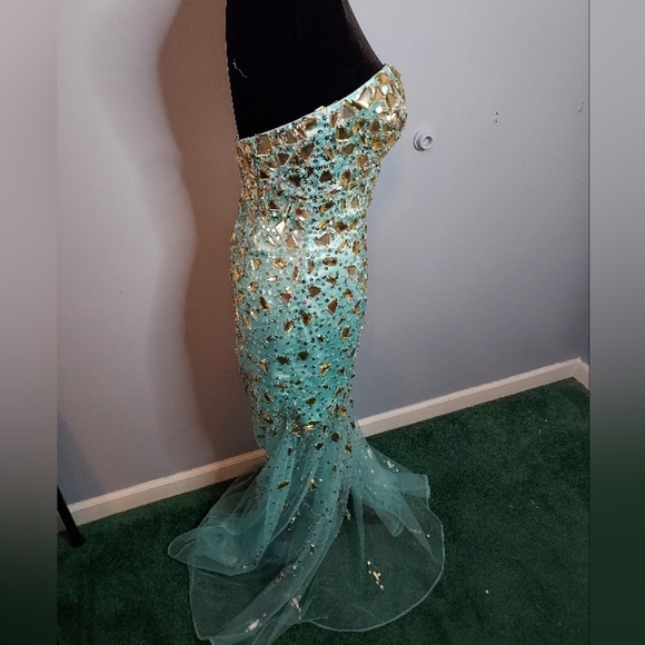 Panoply Size 6 Aqua Sparkly Mermaid Dress - Picture 5 of 12